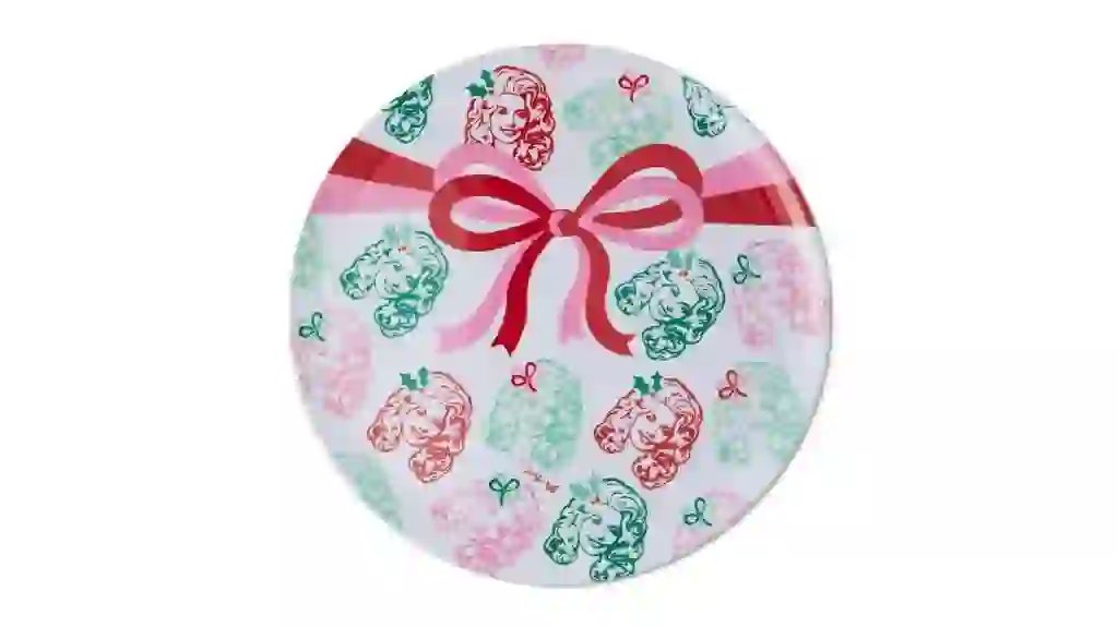 Dolly Parton Christmas Melamine Serving Tray, 14", Multicolor
