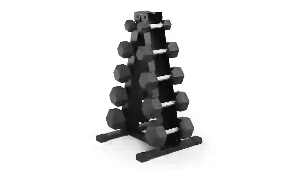 Marcy 150 lb. Rubber Hex Dumbbell Set with Rack