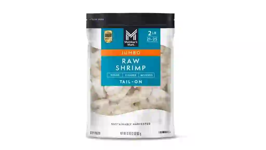 Member's Mark Farm Raised Jumbo Raw Shrimp, Frozen, 21-25 ct. per pound, 2 lbs.