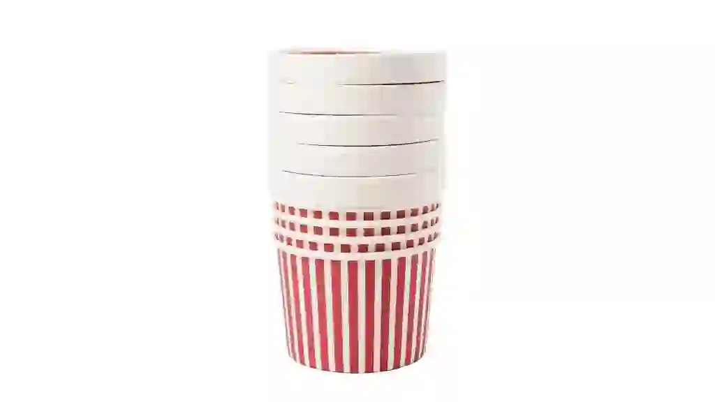 Striped Christmas Paper Treat Cups with Lids, Red and White, 11.5 oz, 5 Count, by Holiday Time