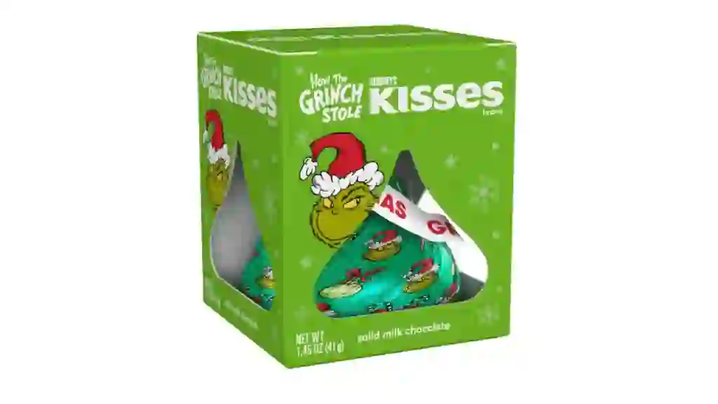 Publix Hershey's KISSES Grinch Solid Milk Chocolate, Christmas Candy Gift Box, 1.45 oz