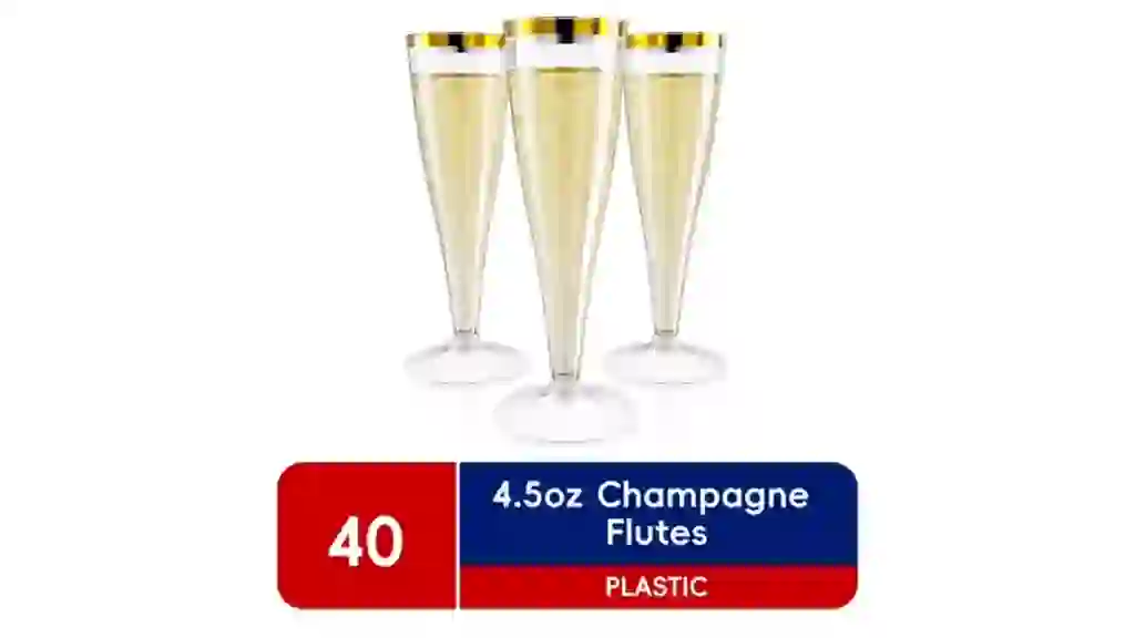 Gold-Rimmed Plastic Champagne Flutes