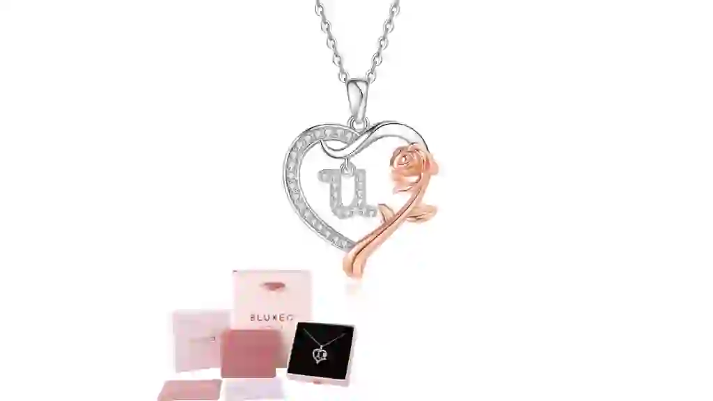 Sterling Silver Heart Initial Pendant Necklace 