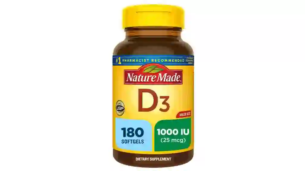 Nature Made Vitamin D3 1000 IU (25 mcg), Bone Health and Immune Support Softgel - 180ct