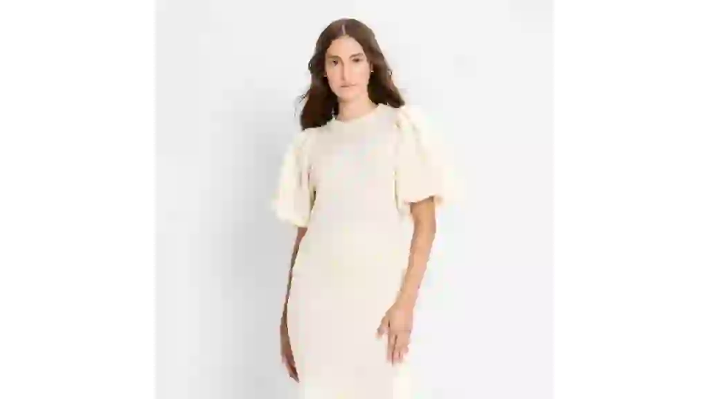 Women's Balloon Short Sleeve Textured Sweater