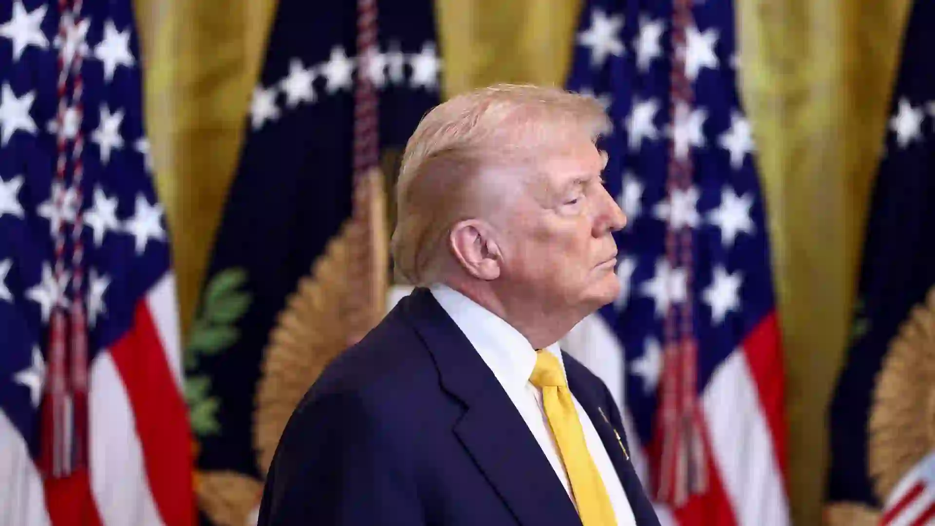 United States President Donald J Trump participates in a Black History Month Reception in the East Room of the White House in Washington, DC.
