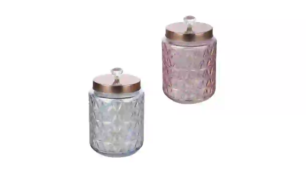 Iridescent Clear Glass Jar