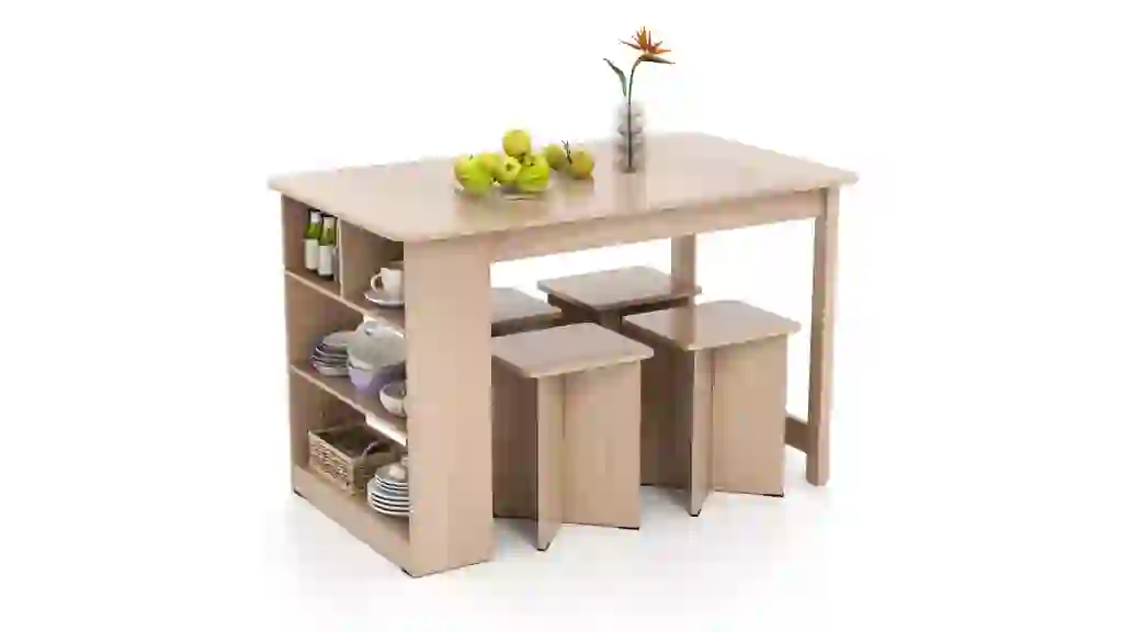 Costway Dining Table Set With Storage Shelf