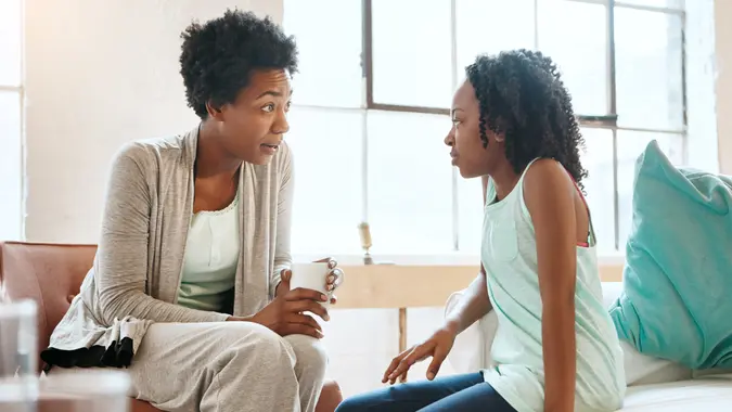 Shot of a mother and daughter at home.
