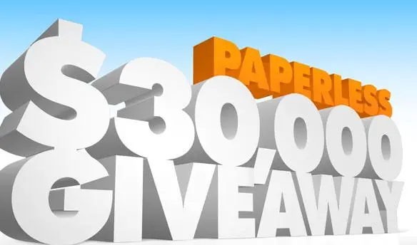 Paperless 30,000 dollar giveaway graphic