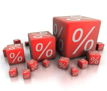 Graphic of percentage signs on the side of cubes