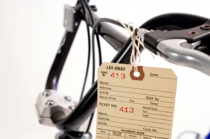 Layaway tag on bicycle
